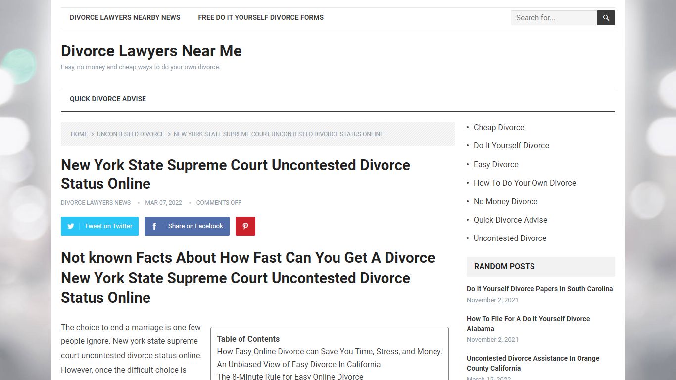 New York State Supreme Court Uncontested Divorce Status Online